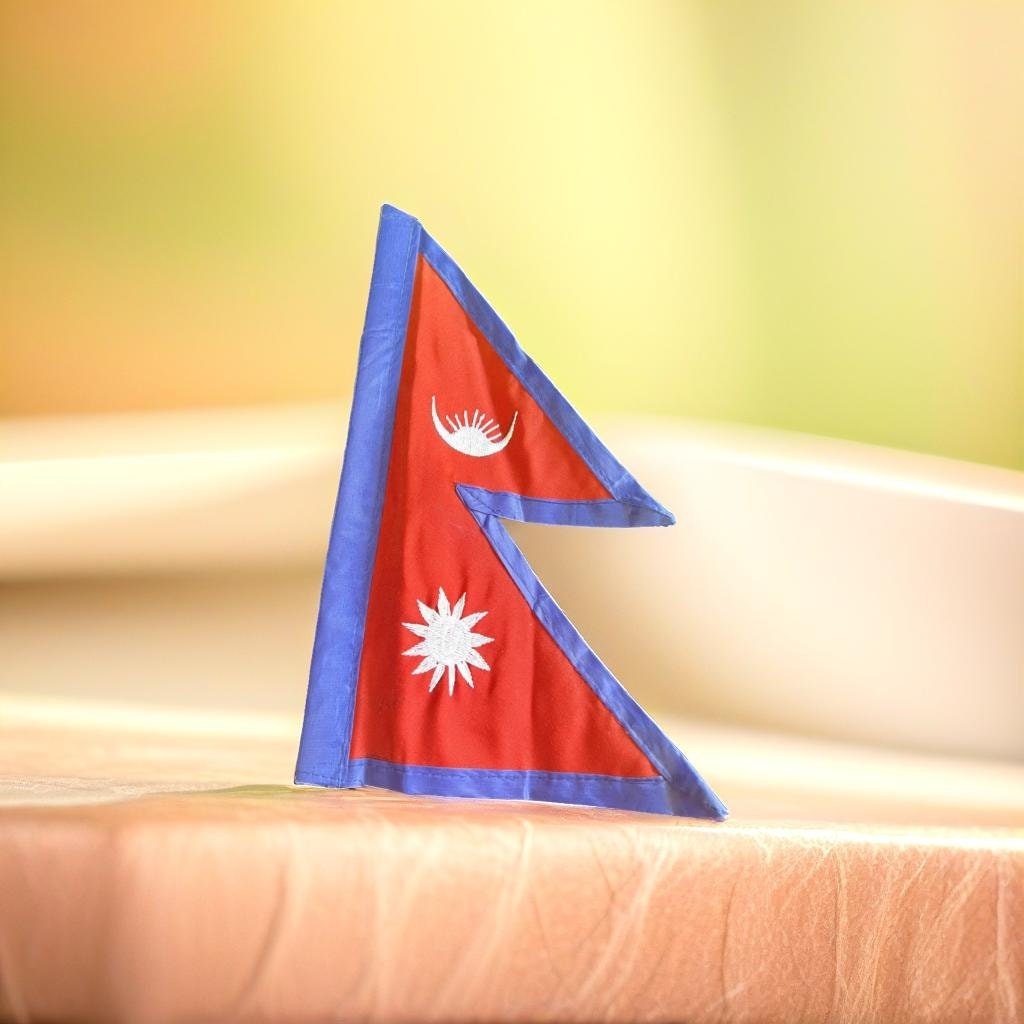 Nepali Flag with Stand | Nepal National Flag Desk Table Decor