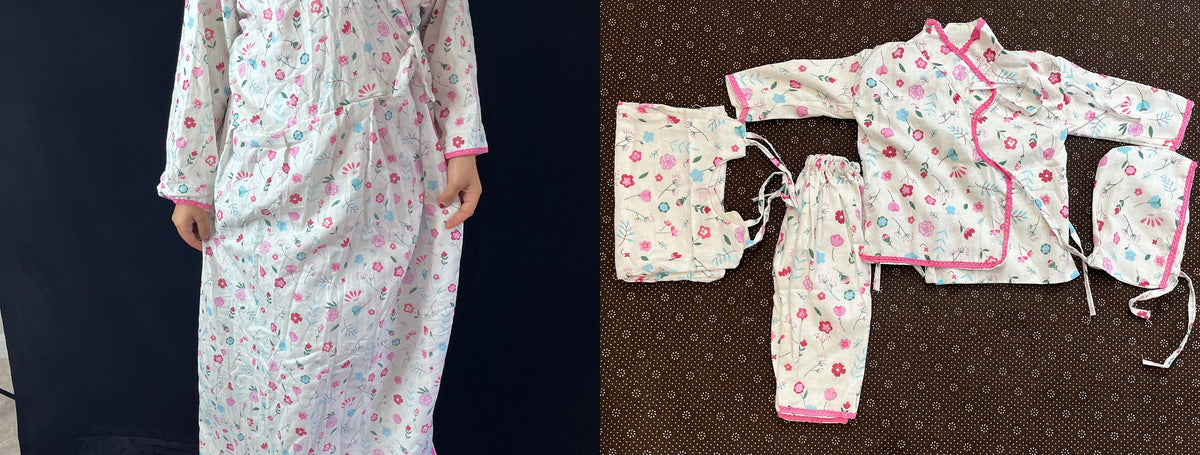 Floral Cotton Maxi Maternity Dress | Matching Mommy and Baby Dress Set