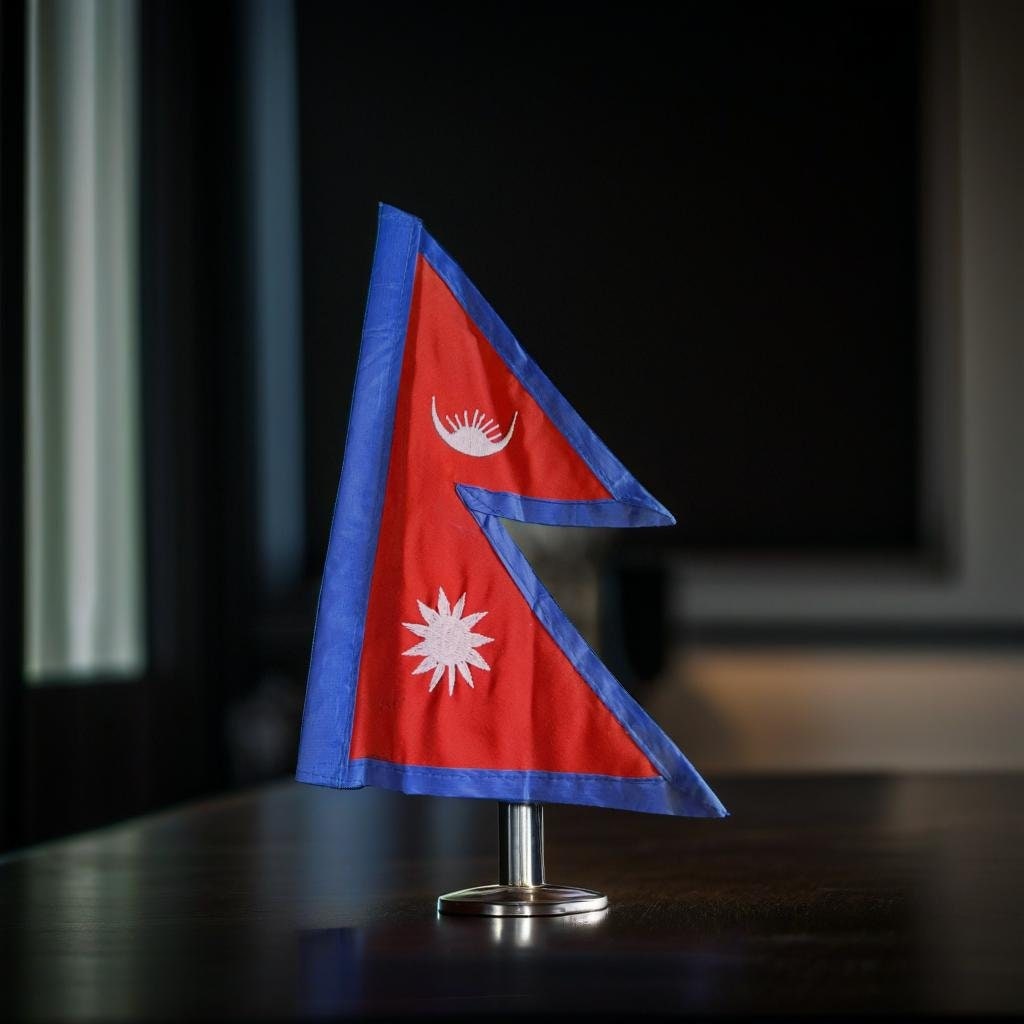 Nepali Flag with Stand | Nepal National Flag Desk Table Decor