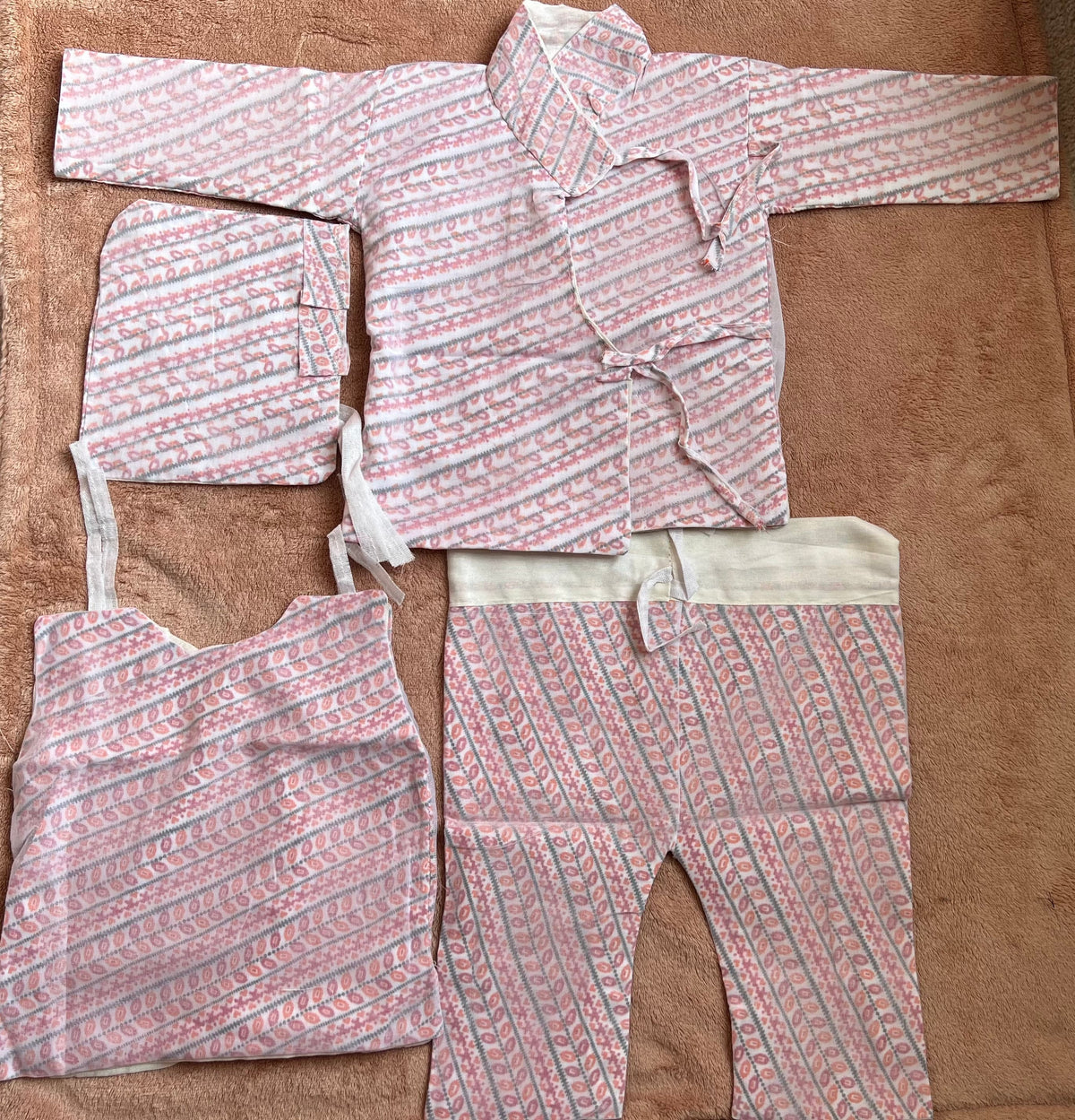 Nepali Dhaka Bhoto Set | Newborn Baby Malmal Outfit Pasni Ceremony Traditional Newari Dress