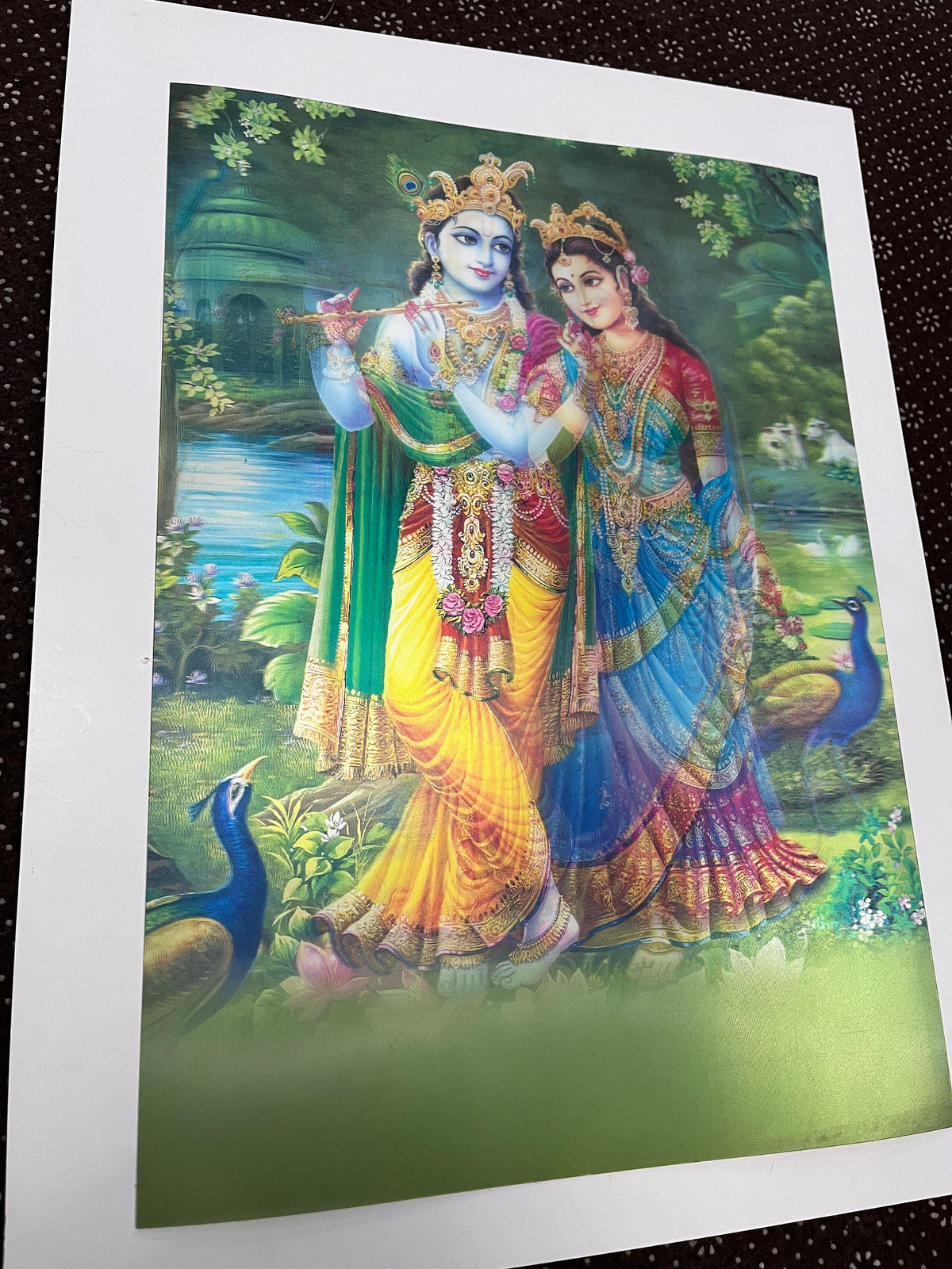 Hindu God 3D 5D Photo Print | Ganesh Laxmi Mata Radha Krishna Wall Art Decor
