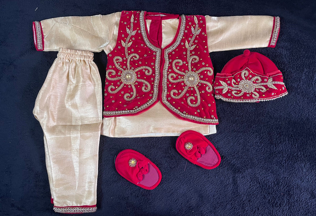 Handmade Pasni Set for Baby Boy | Boutique Daura Suruwal Rice Ceremony Dress