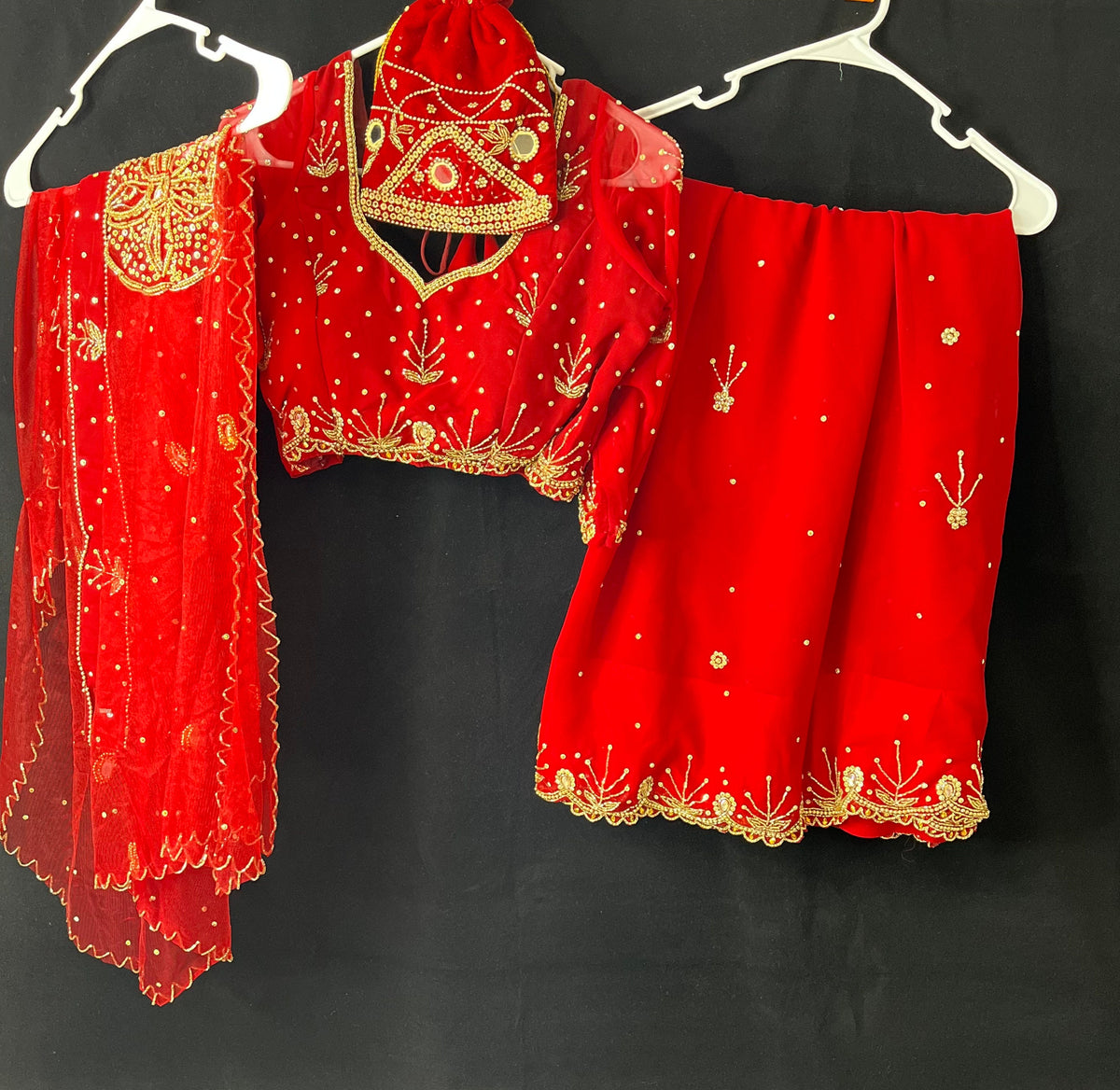 Handcrafted Nepali Bridal Sari Set | Embroidered Wedding Ensemble