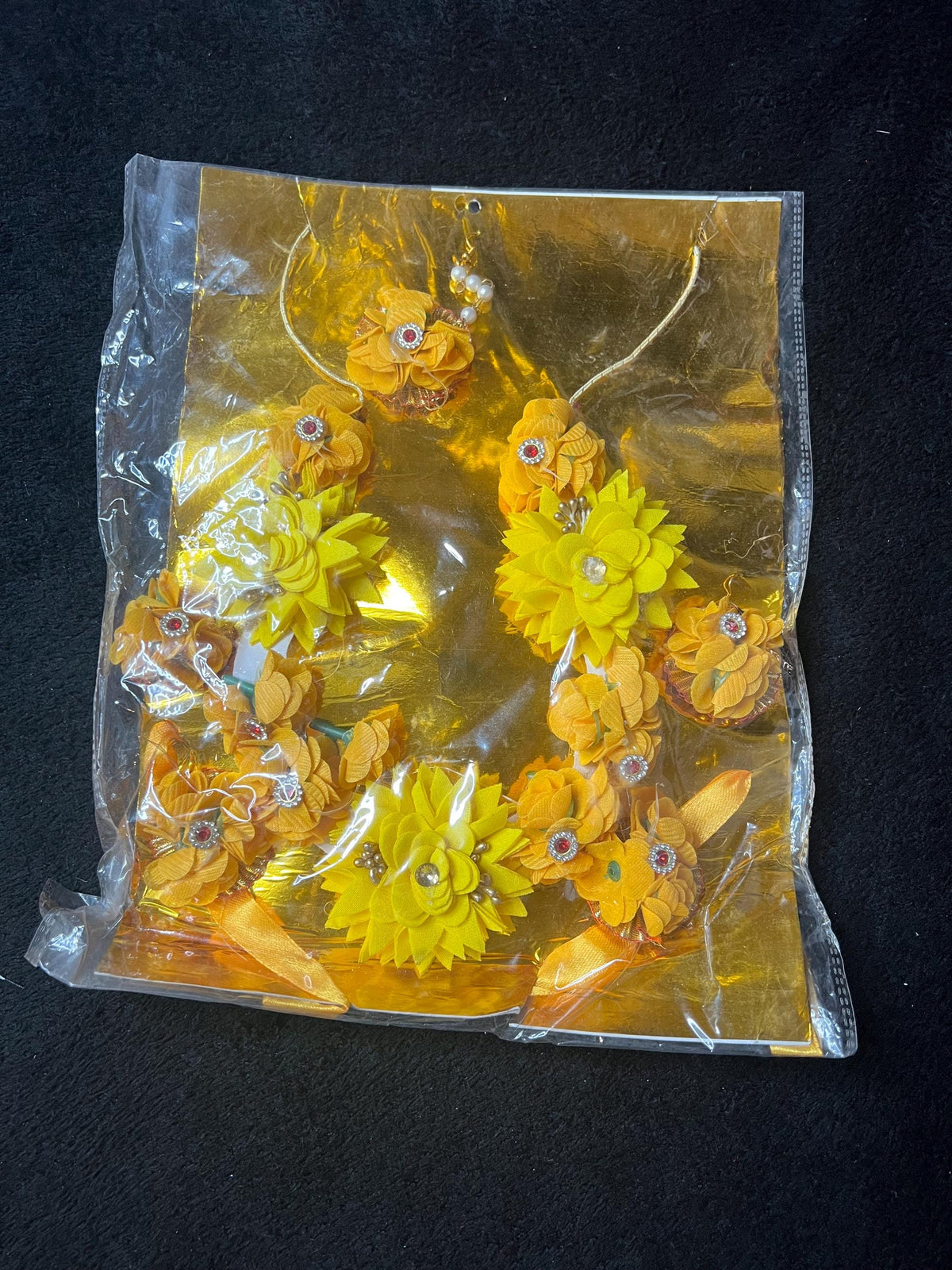 Haldi Flower Jewelry Set | Artificial Bridal Mehendi Ceremony Jewelry