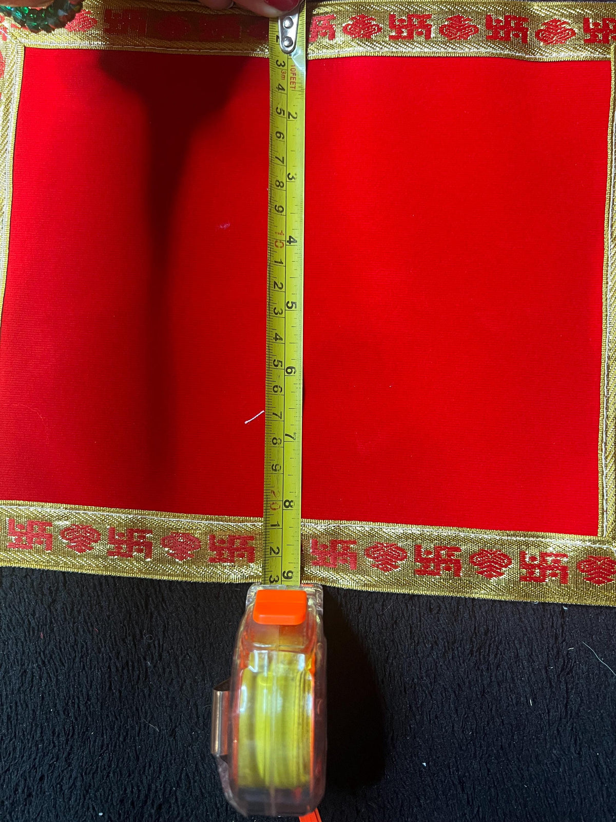 Red Velvet Pooja Aasan | Ritual Prayer Mat Big Medium Small Sizes