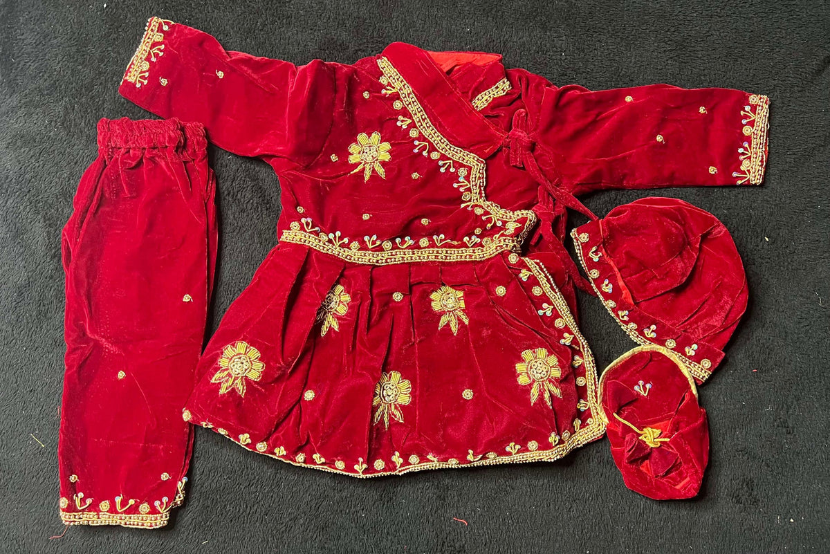 Baby Girl Pasni Dress | Annaprashan Rice Feeding Ceremony Frock Nepali Traditional Outfit