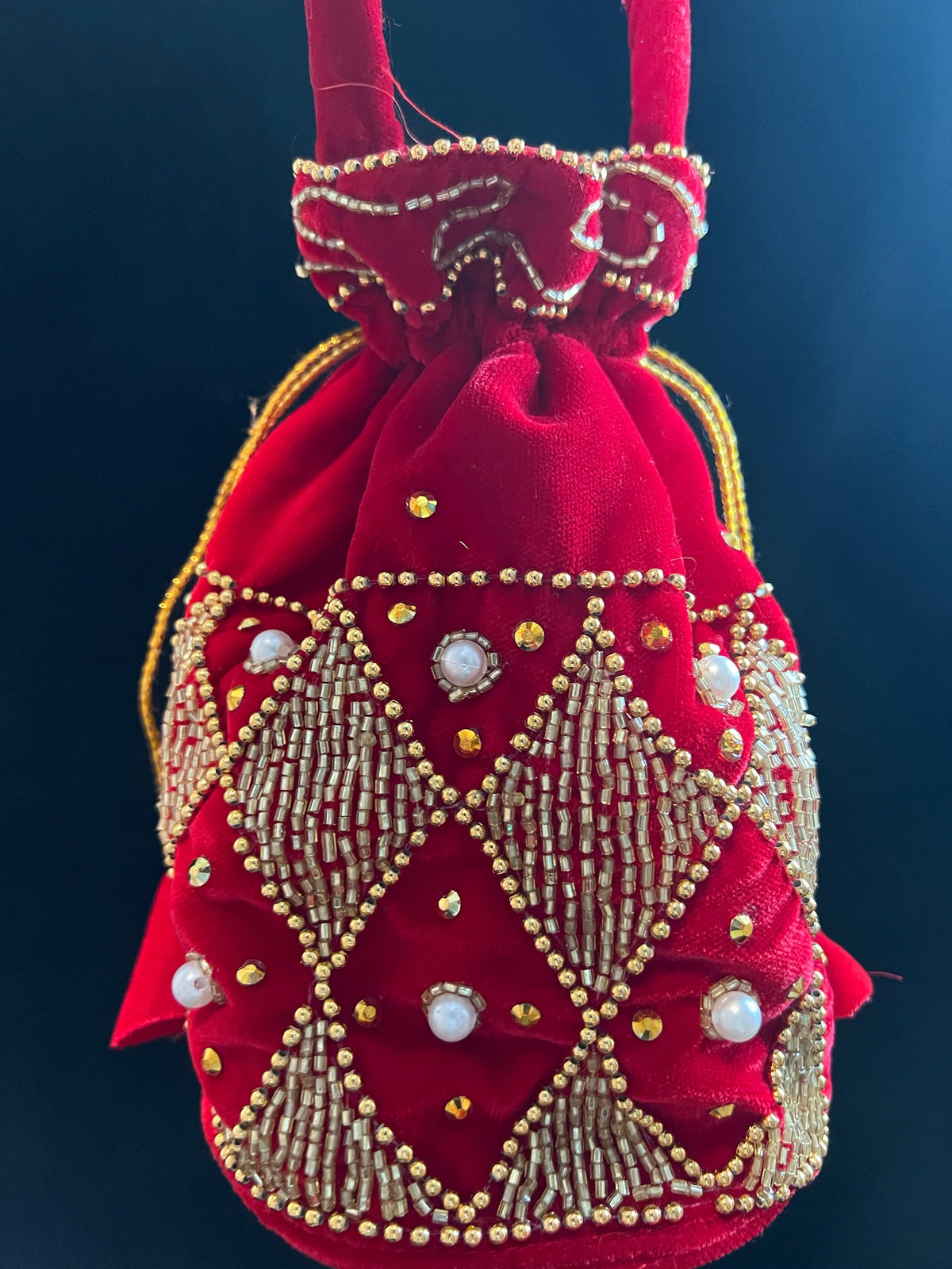 Nepali Beaded Velvet Bag | Wedding Party Favor Pouch Traditional Gift Bag
