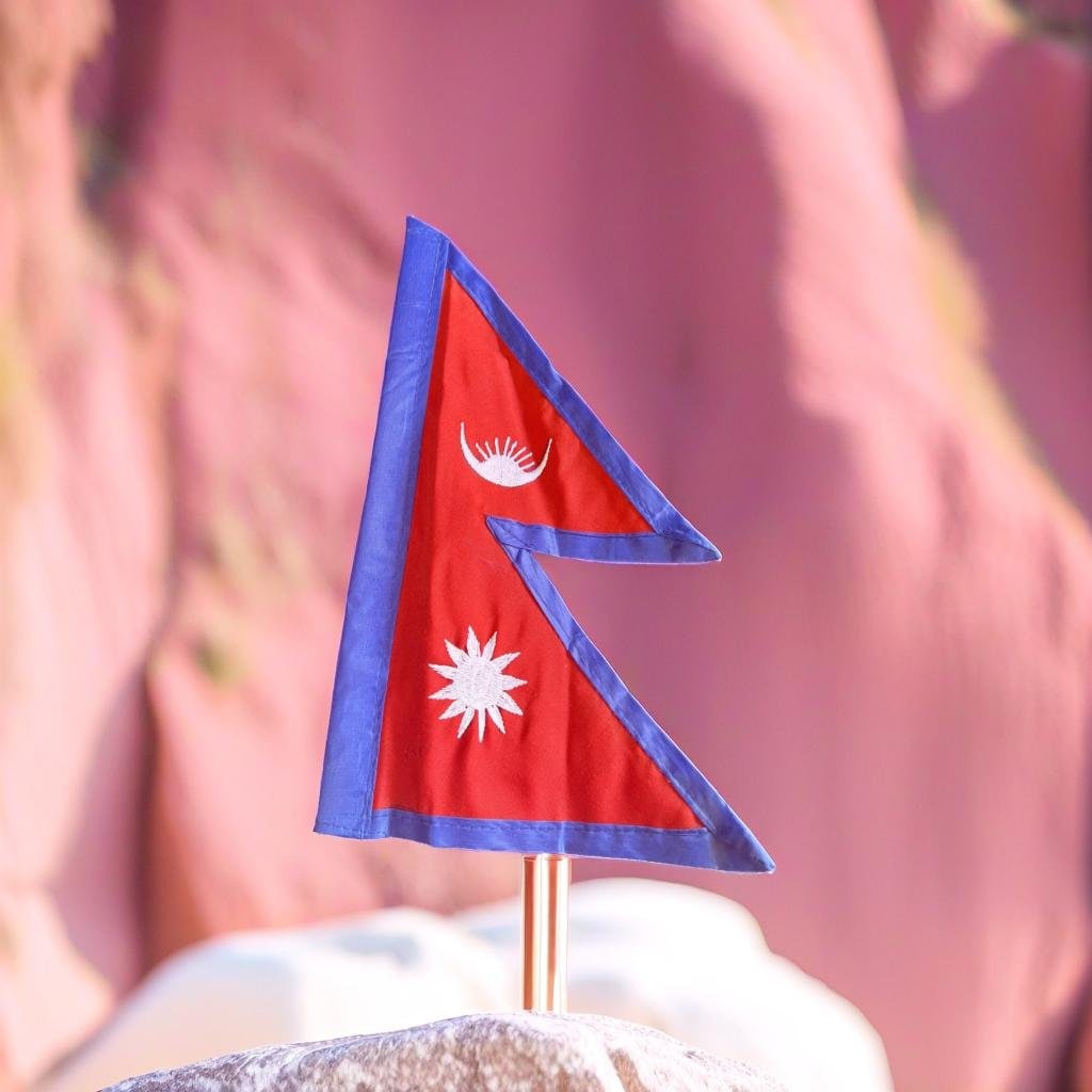 Nepali Flag with Stand | Nepal National Flag Desk Table Decor