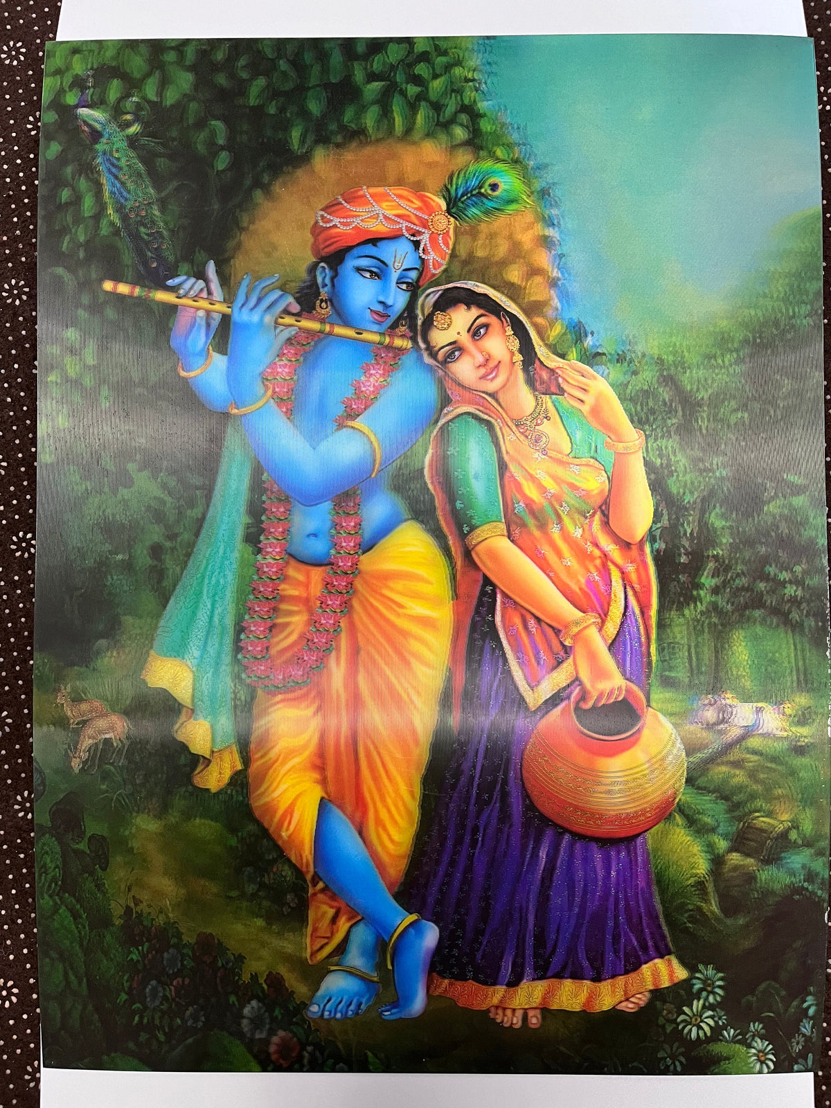 Hindu God 3D 5D Photo Print | Ganesh Laxmi Mata Radha Krishna Wall Art Decor