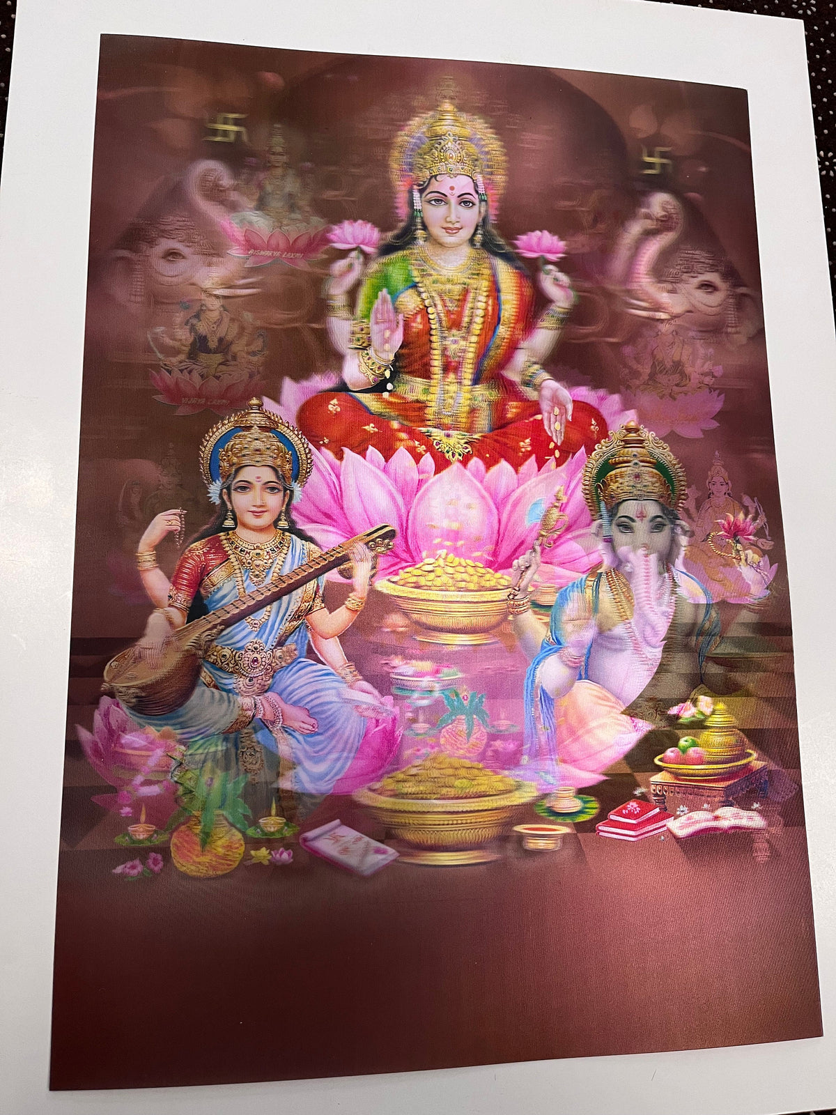 Hindu God 3D 5D Photo Print | Ganesh Laxmi Mata Radha Krishna Wall Art Decor
