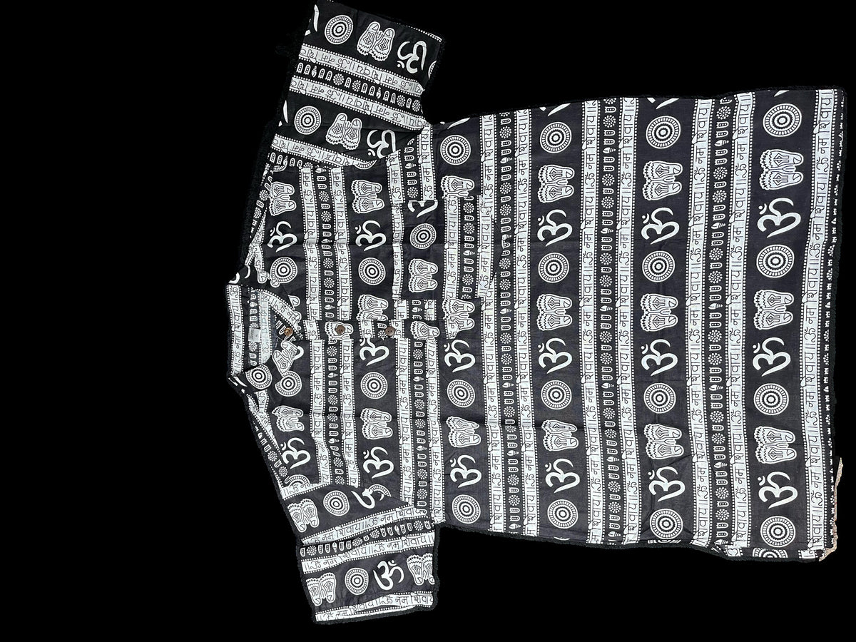 Om Print Kurta T-Shirt | Spiritual Yoga Wear Men's Cotton Tee