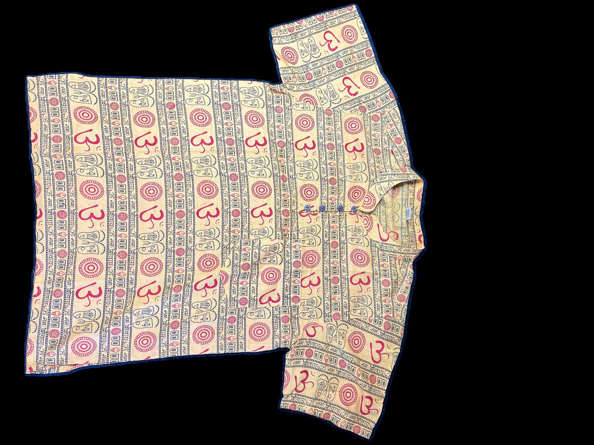 Om Print Kurta T-Shirt | Spiritual Yoga Wear Men's Cotton Tee