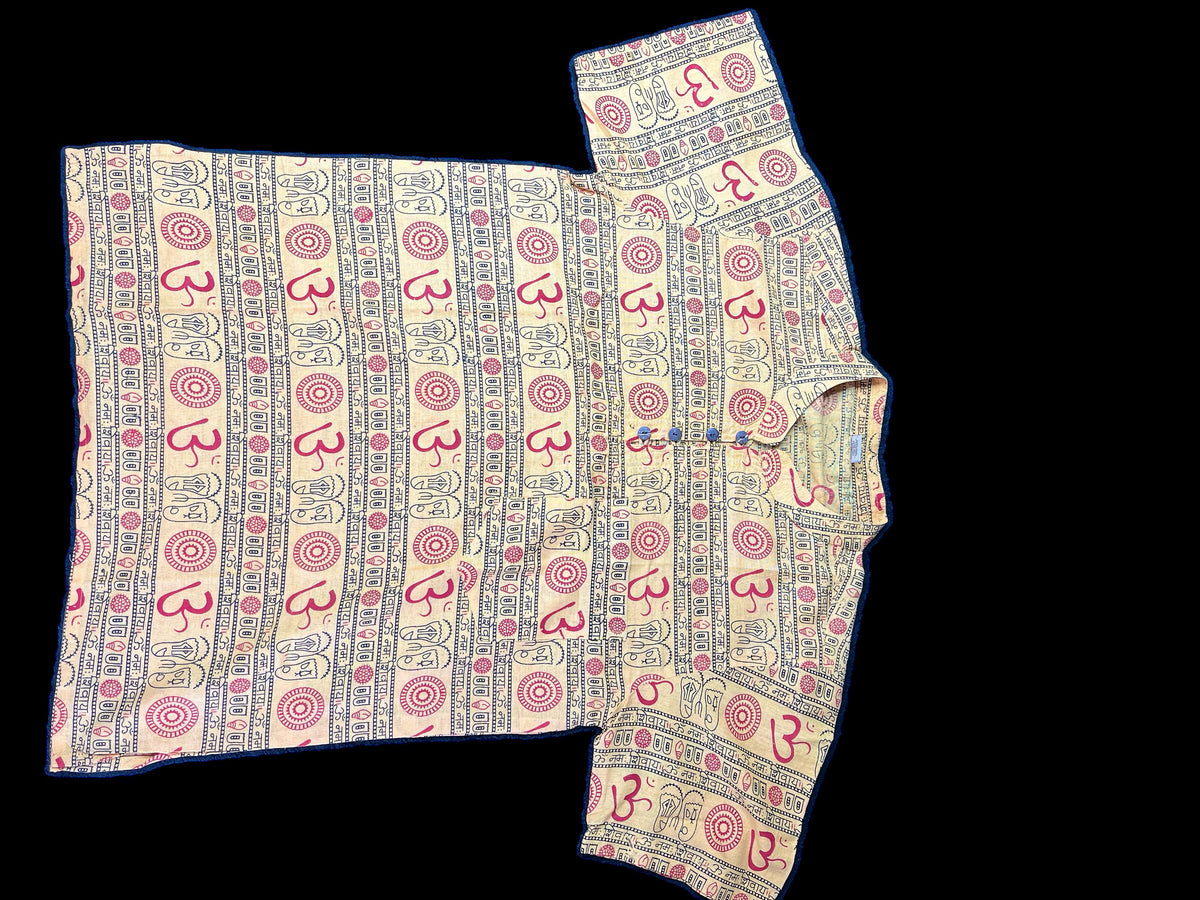 Om Print Kurta T-Shirt | Spiritual Yoga Wear Men's Cotton Tee