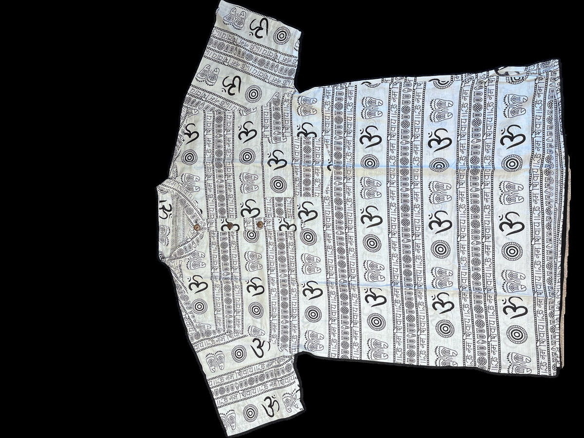 Om Print Kurta T-Shirt | Spiritual Yoga Wear Men's Cotton Tee