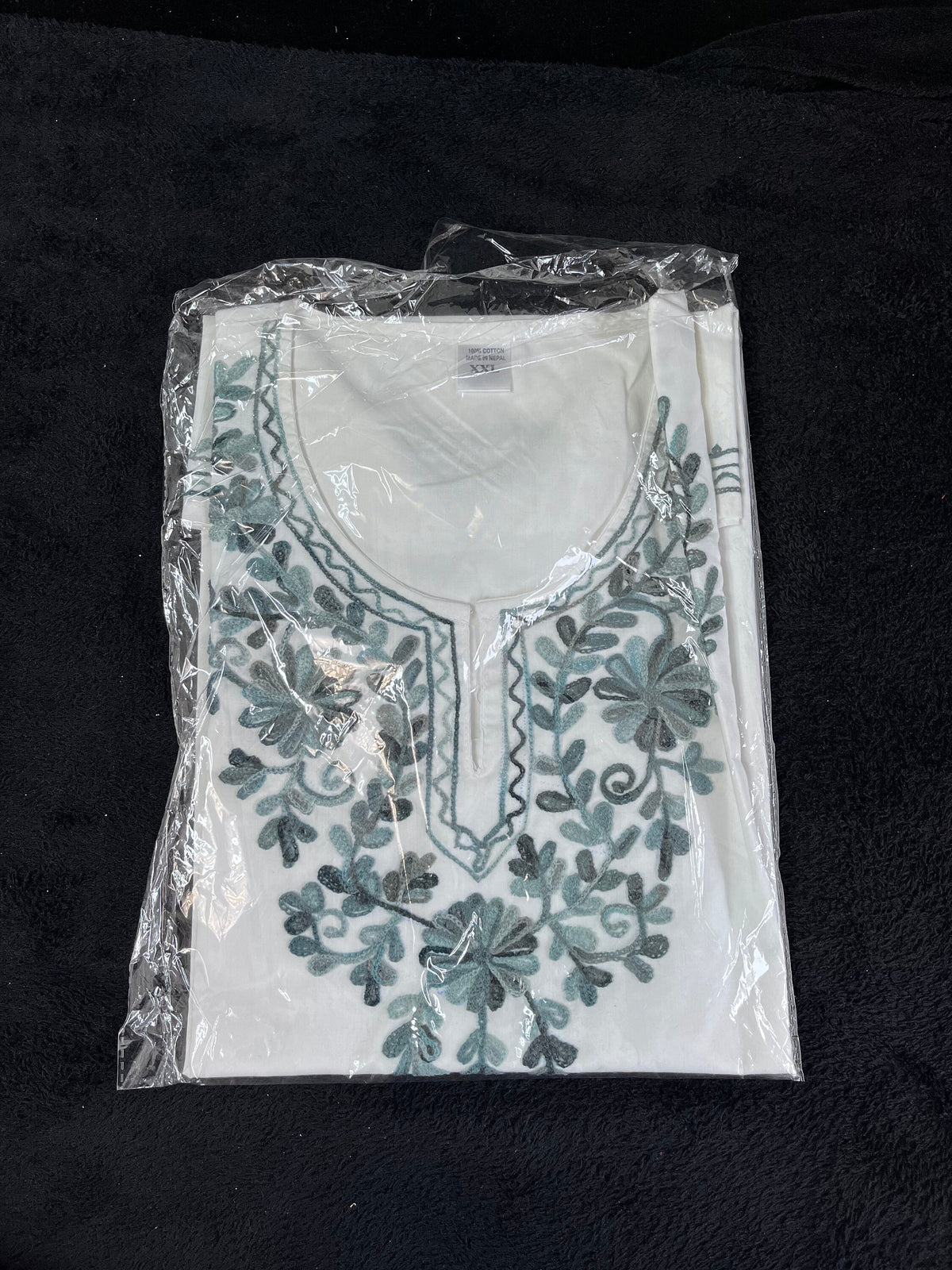 Embroidered Tunic Top | Floral Mandarin Collar Kashmiri Kurti for Women