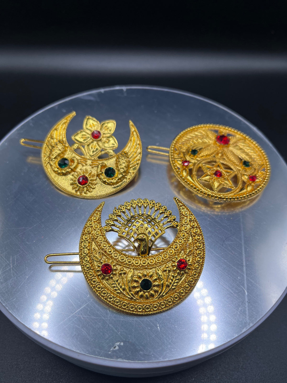 Gold Plated Chandrama Hair Pin | Nepali Traditional Jewelry for Women Wedding Hair Accessory