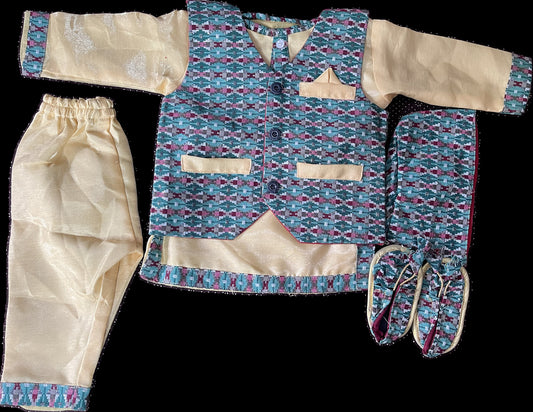 Nepali Pasni Baby Boy Set | Rice Ceremony Party Outfit Traditional Dress