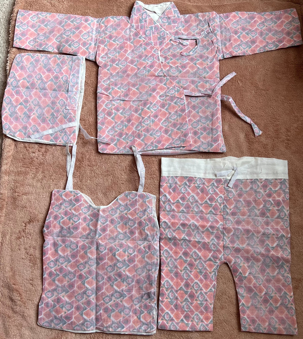 Nepali Dhaka Bhoto Set | Newborn Baby Malmal Outfit Pasni Ceremony Traditional Newari Dress