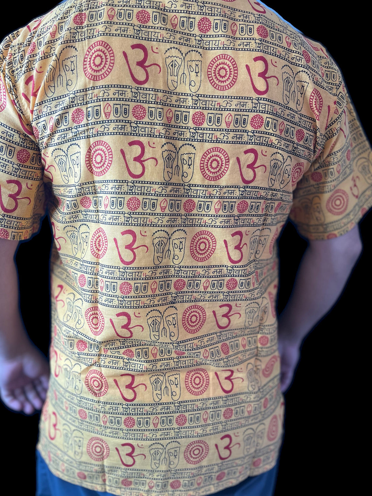 Om Print Kurta T-Shirt | Spiritual Yoga Wear Men's Cotton Tee