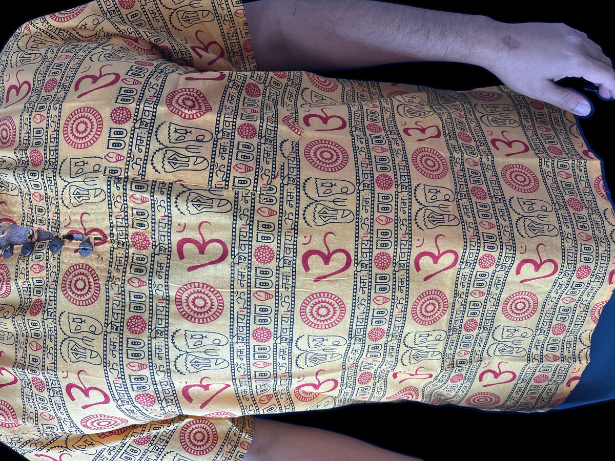 Om Print Kurta T-Shirt | Spiritual Yoga Wear Men's Cotton Tee