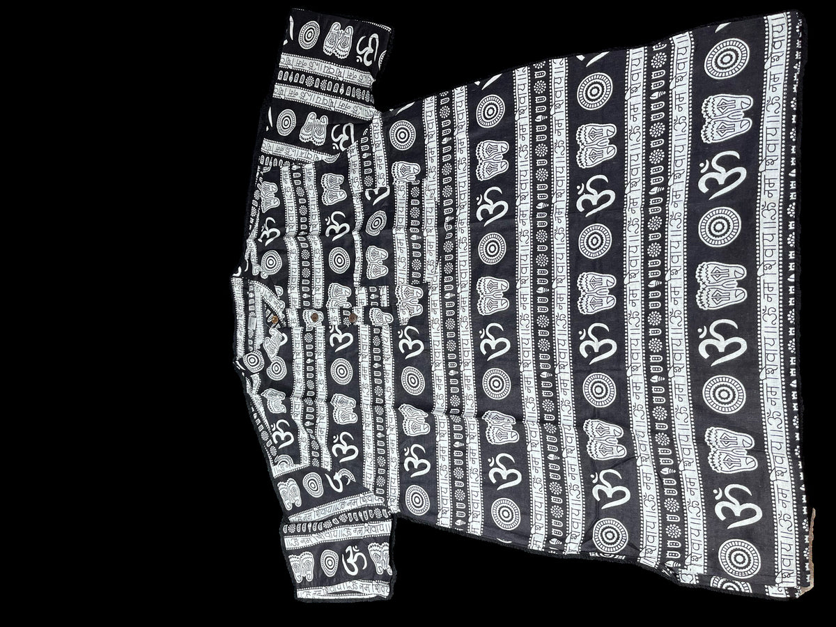 Om Print Kurta T-Shirt | Spiritual Yoga Wear Men's Cotton Tee