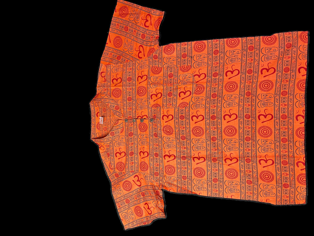 Om Print Kurta T-Shirt | Spiritual Yoga Wear Men's Cotton Tee