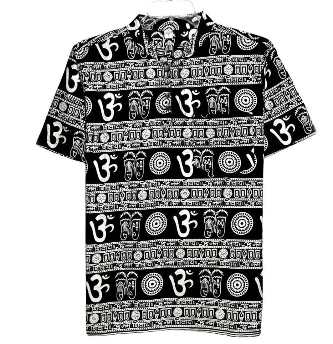 Om Print Kurta T-Shirt | Spiritual Yoga Wear Men's Cotton Tee