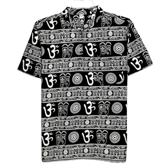 Om Print Kurta T-Shirt | Spiritual Yoga Wear Men's Cotton Tee
