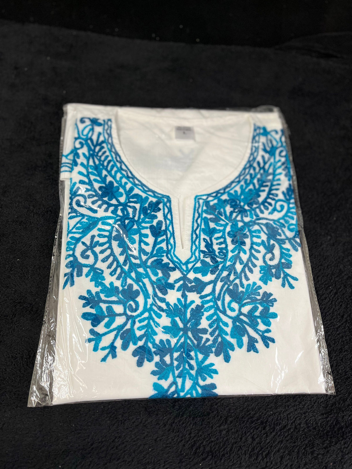 Embroidered Tunic Top | Floral Mandarin Collar Kashmiri Kurti for Women