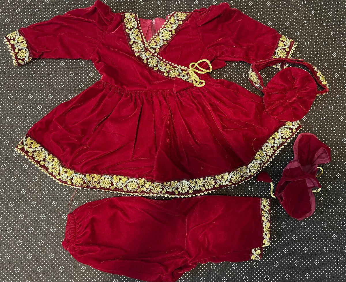 Baby Girl Pasni Dress | Annaprashan Rice Feeding Ceremony Frock Nepali Traditional Outfit
