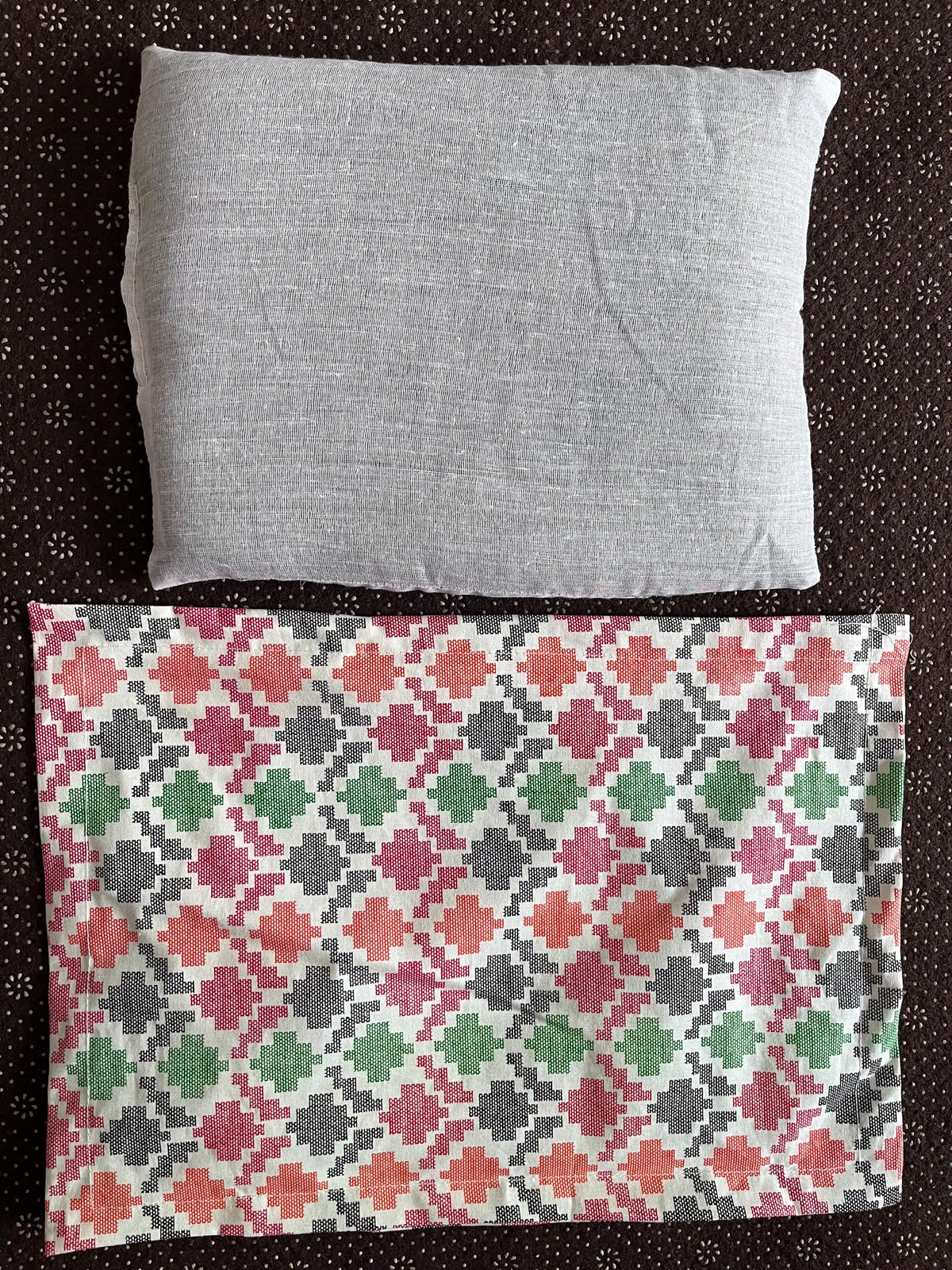 Organic Mustard Seed Pillow | Nepali Dhaka Fabric Cover Baby Ceremony Pillow Handmade