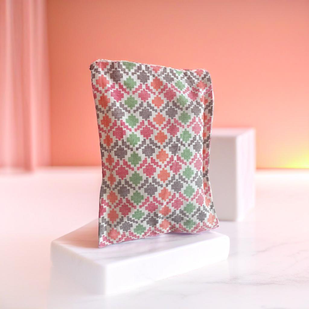 Organic Mustard Seed Pillow | Nepali Dhaka Fabric Cover Baby Ceremony Pillow Handmade