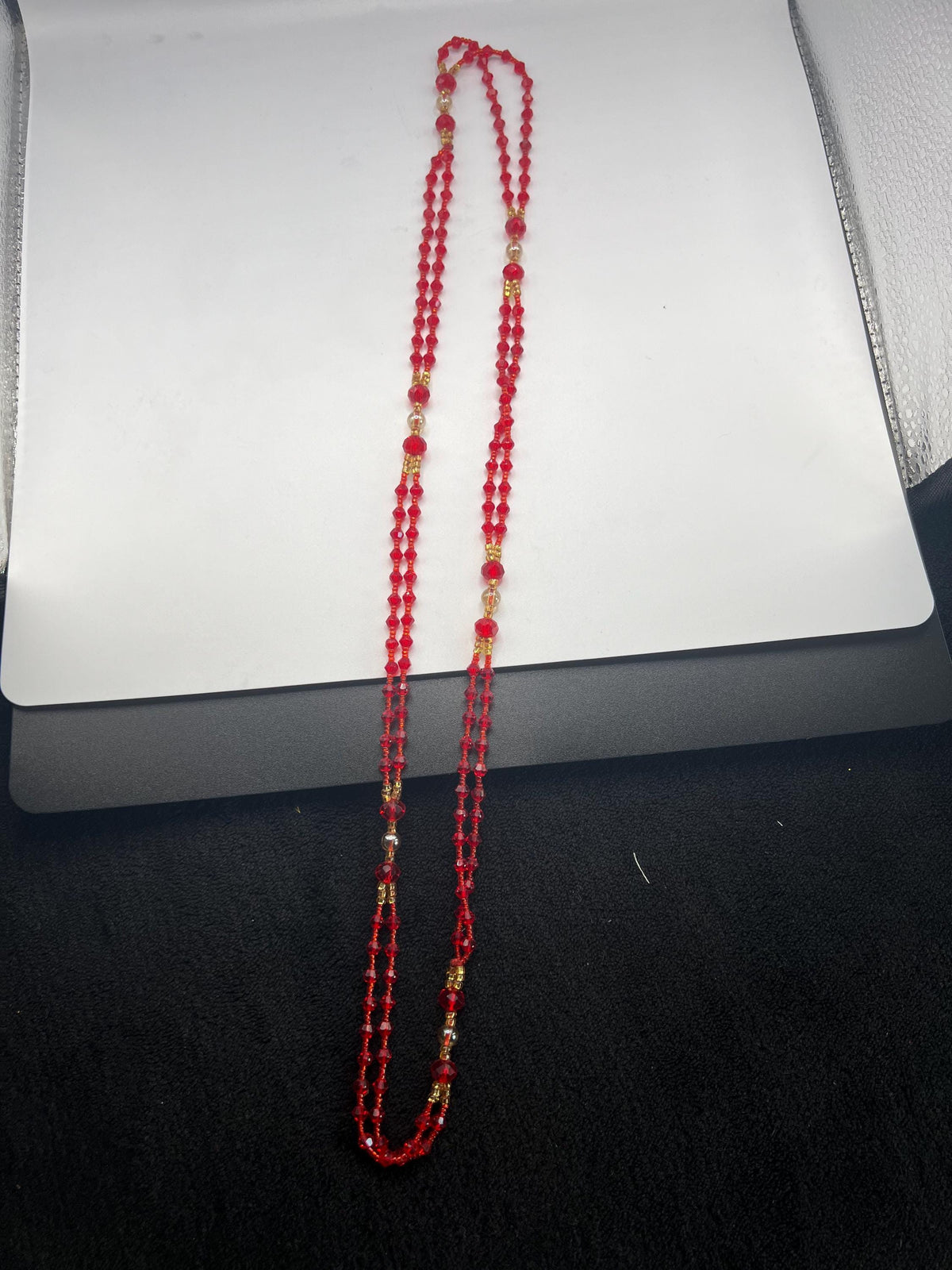 Red Pote Mangalsutra Necklace | Handmade Crystal Beads for Teej and Shravan Festival