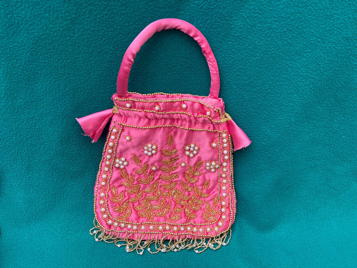 Nepali Beaded Velvet Bag | Wedding Party Favor Pouch Traditional Gift Bag