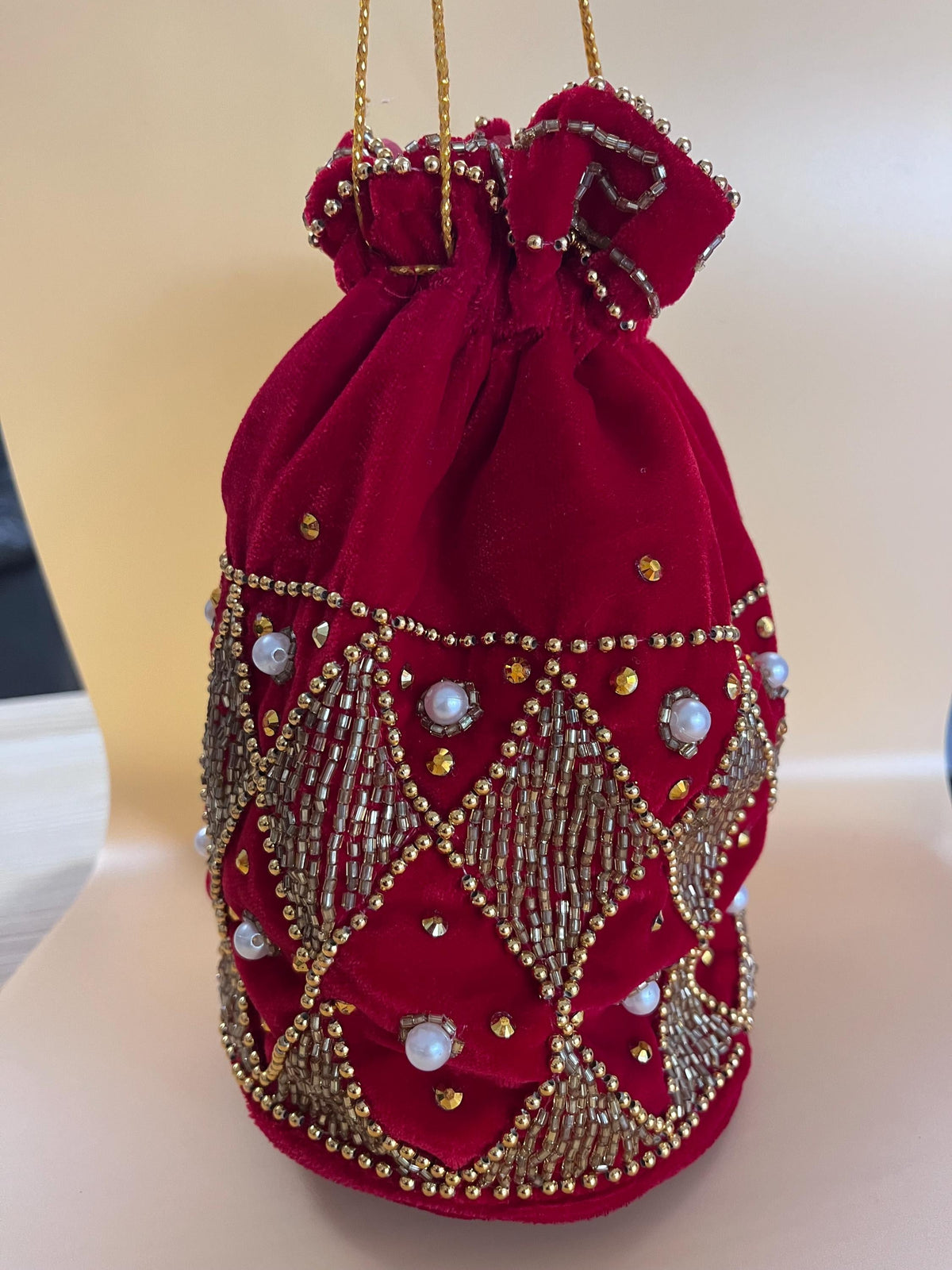 Nepali Beaded Velvet Bag | Wedding Party Favor Pouch Traditional Gift Bag