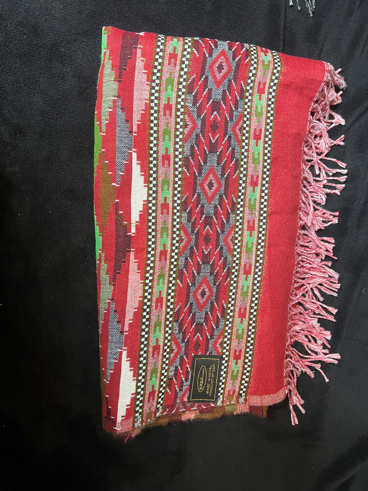 Hand-Stitched Nepali Dhaka Shawl | Traditional Cotton Scarf for Women Handwoven Gift