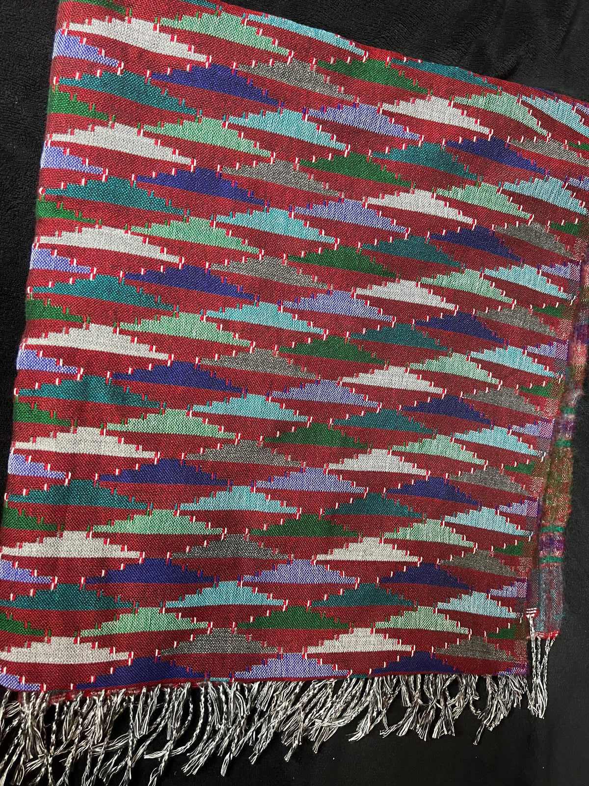 Hand-Stitched Nepali Dhaka Shawl | Traditional Cotton Scarf for Women Handwoven Gift