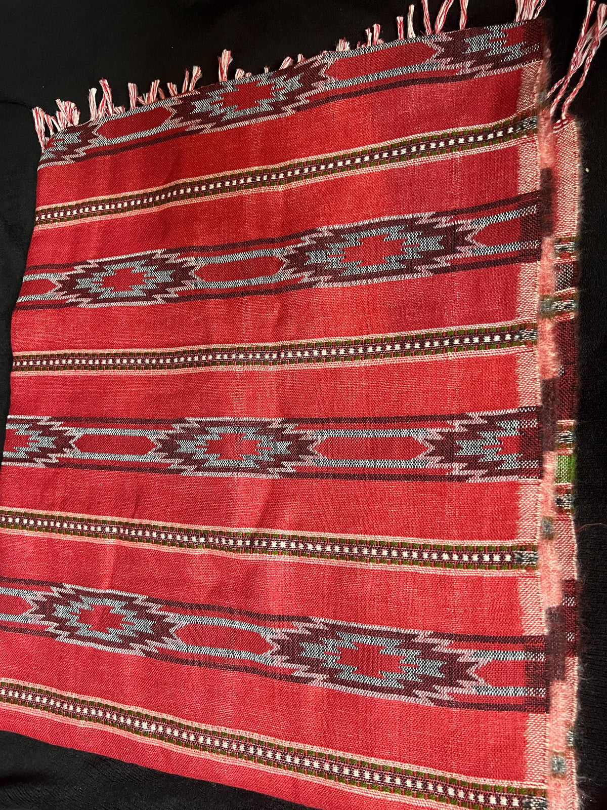 Hand-Stitched Nepali Dhaka Shawl | Traditional Cotton Scarf for Women Handwoven Gift