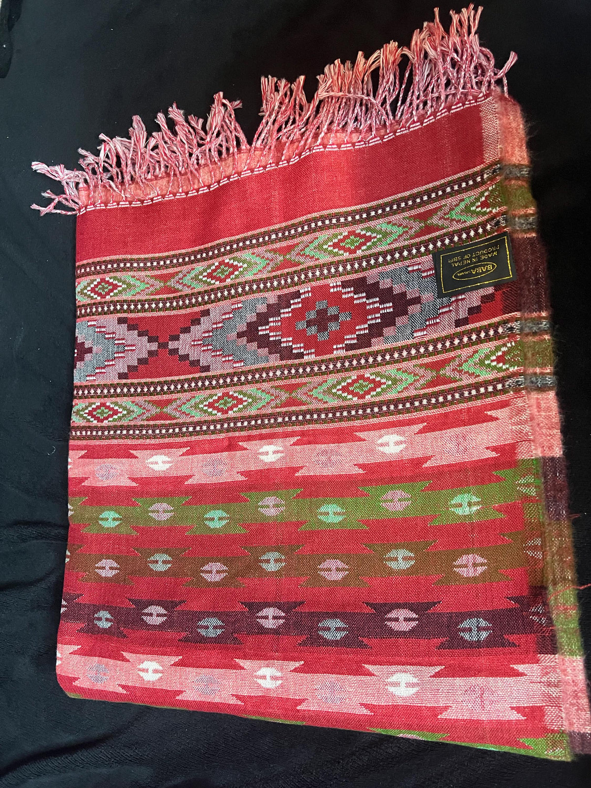 Hand-Stitched Nepali Dhaka Shawl | Traditional Cotton Scarf for Women Handwoven Gift