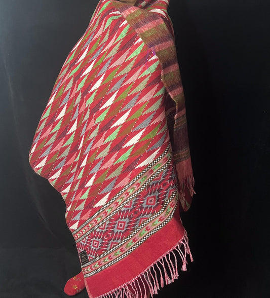Hand-Stitched Nepali Dhaka Shawl | Traditional Cotton Scarf for Women Handwoven Gift