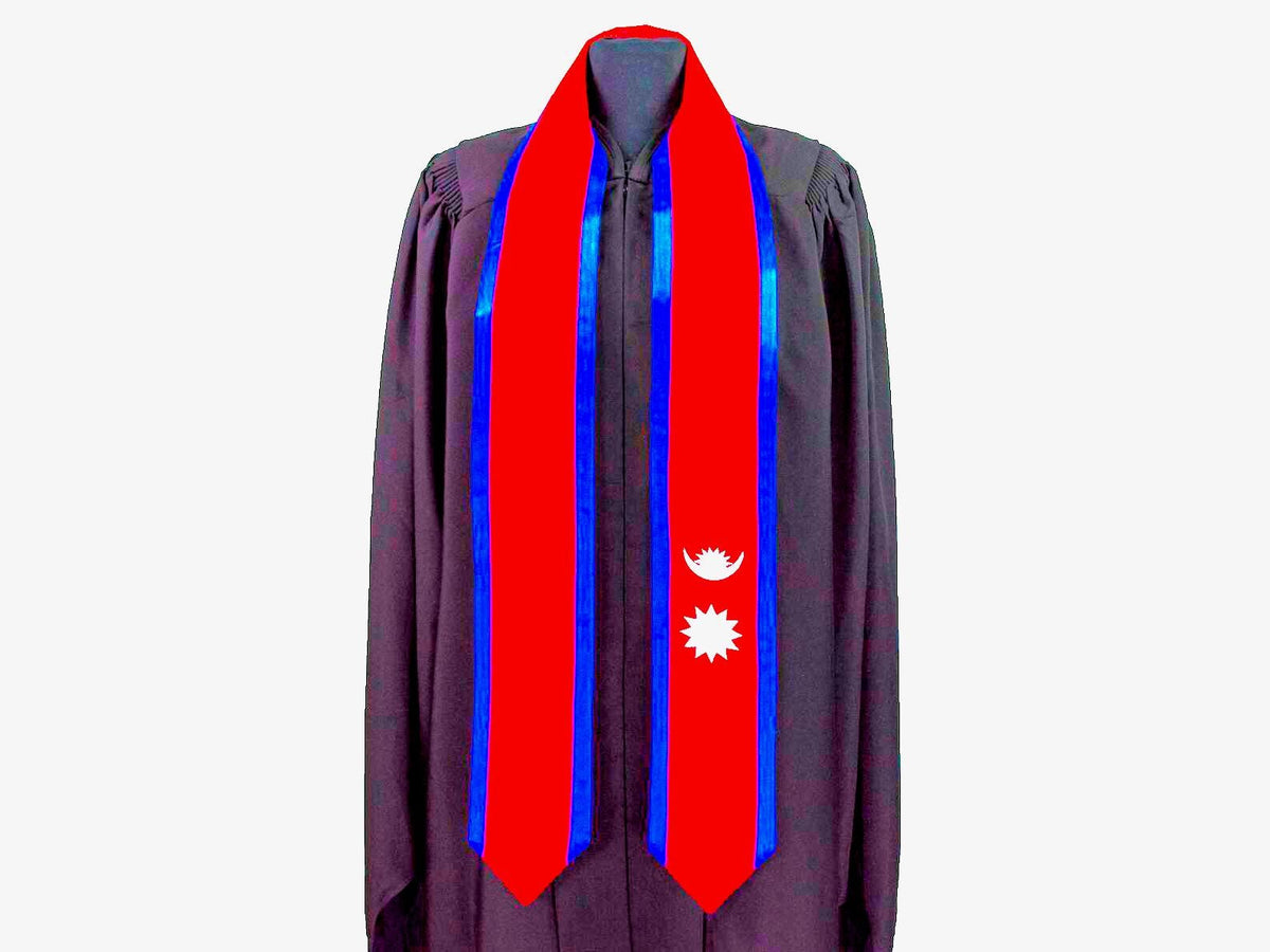Nepal Flag Graduation Stole | Unisex International Sash Nepali Pride Grad Gift