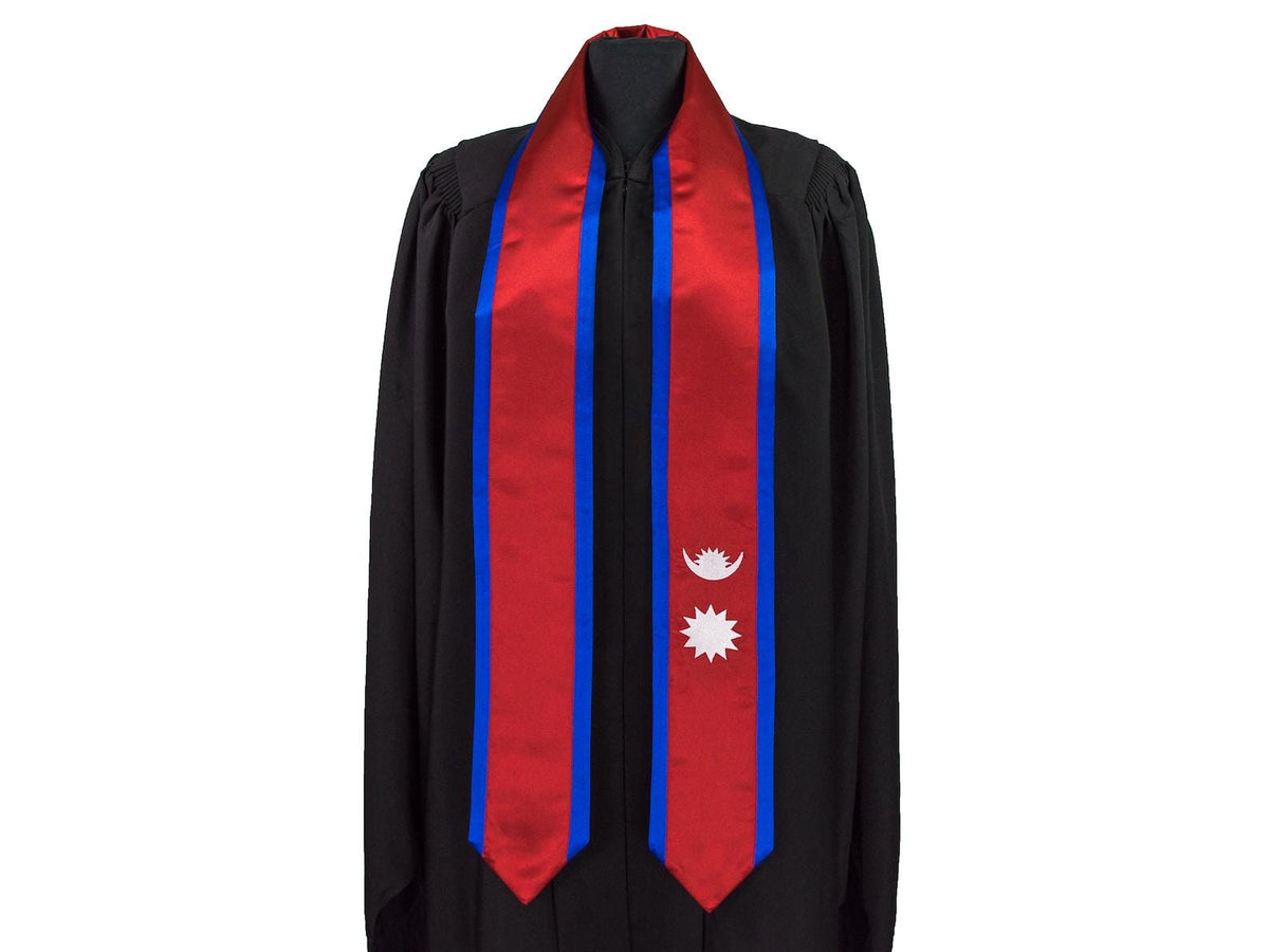 Nepal Flag Graduation Stole | Unisex International Sash Nepali Pride Grad Gift