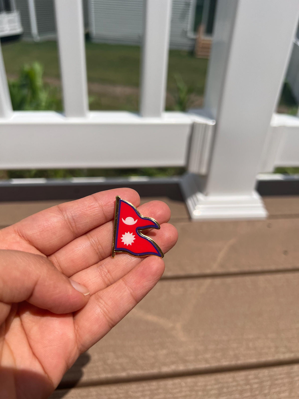 Nepali Flag Coat Pin | Nepal Lapel Pin Festival Patriotic Accessory Gift