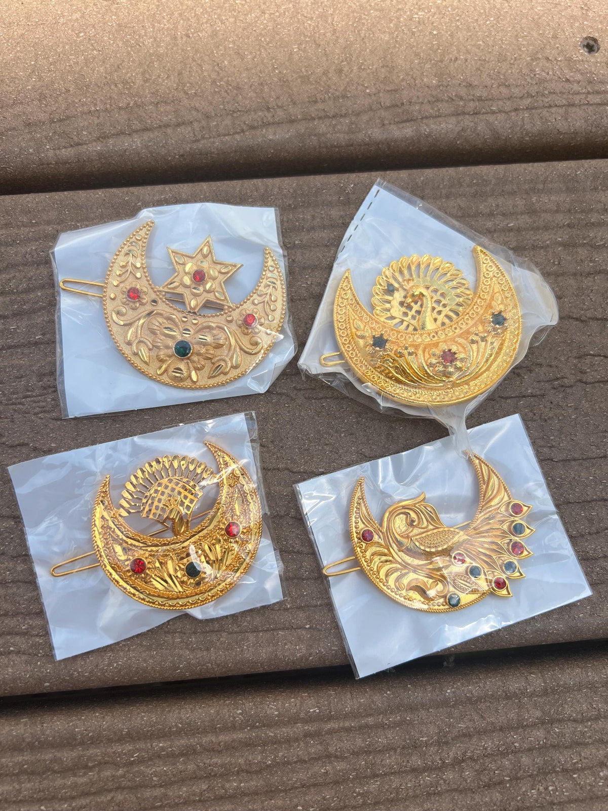 Gold Plated Chandrama Hair Pin | Nepali Traditional Jewelry for Women Wedding Hair Accessory