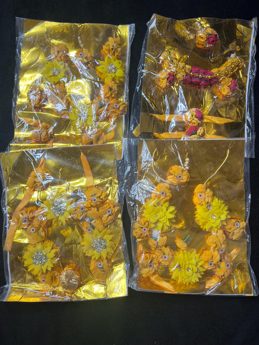Haldi Flower Jewelry Set | Artificial Bridal Mehendi Ceremony Jewelry