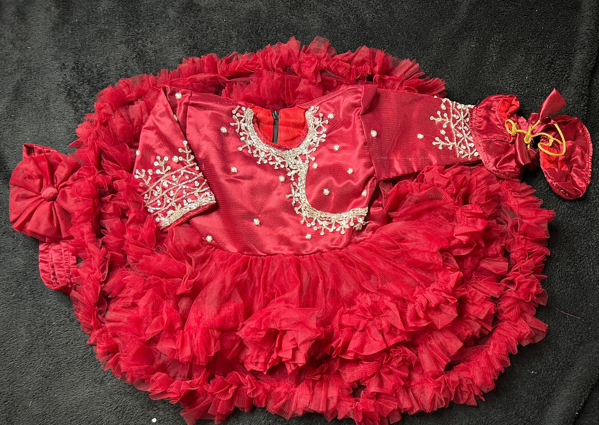 Baby Girl Pasni Dress | Annaprashan Rice Feeding Ceremony Frock Nepali Traditional Outfit