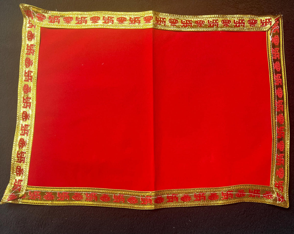 Red Velvet Pooja Aasan | Ritual Prayer Mat Big Medium Small Sizes