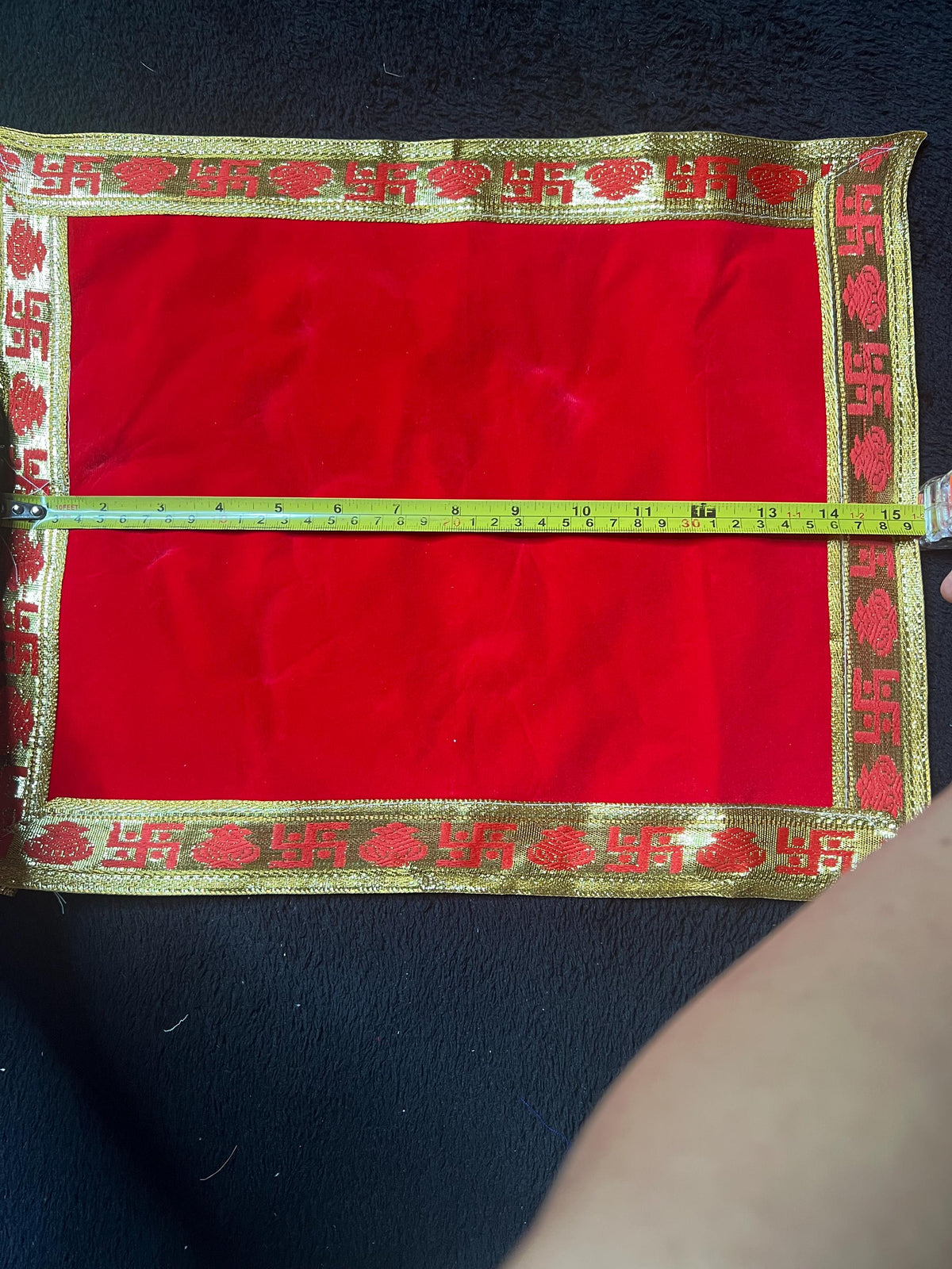 Red Velvet Pooja Aasan | Ritual Prayer Mat Big Medium Small Sizes