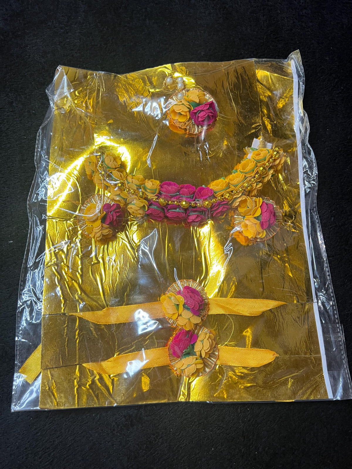 Haldi Flower Jewelry Set | Artificial Bridal Mehendi Ceremony Jewelry