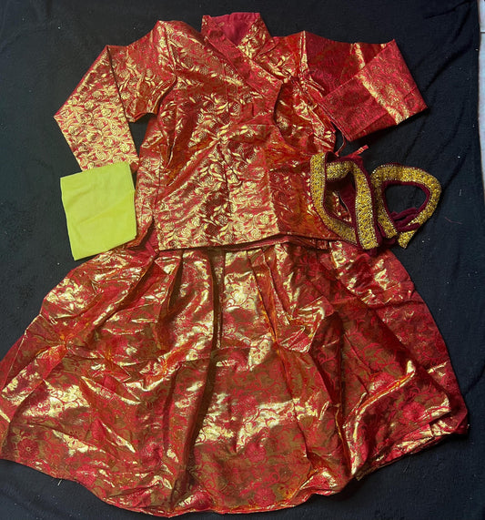 Nepali Traditional Maruni Dress | Cultural Dance Costume Festival Wear